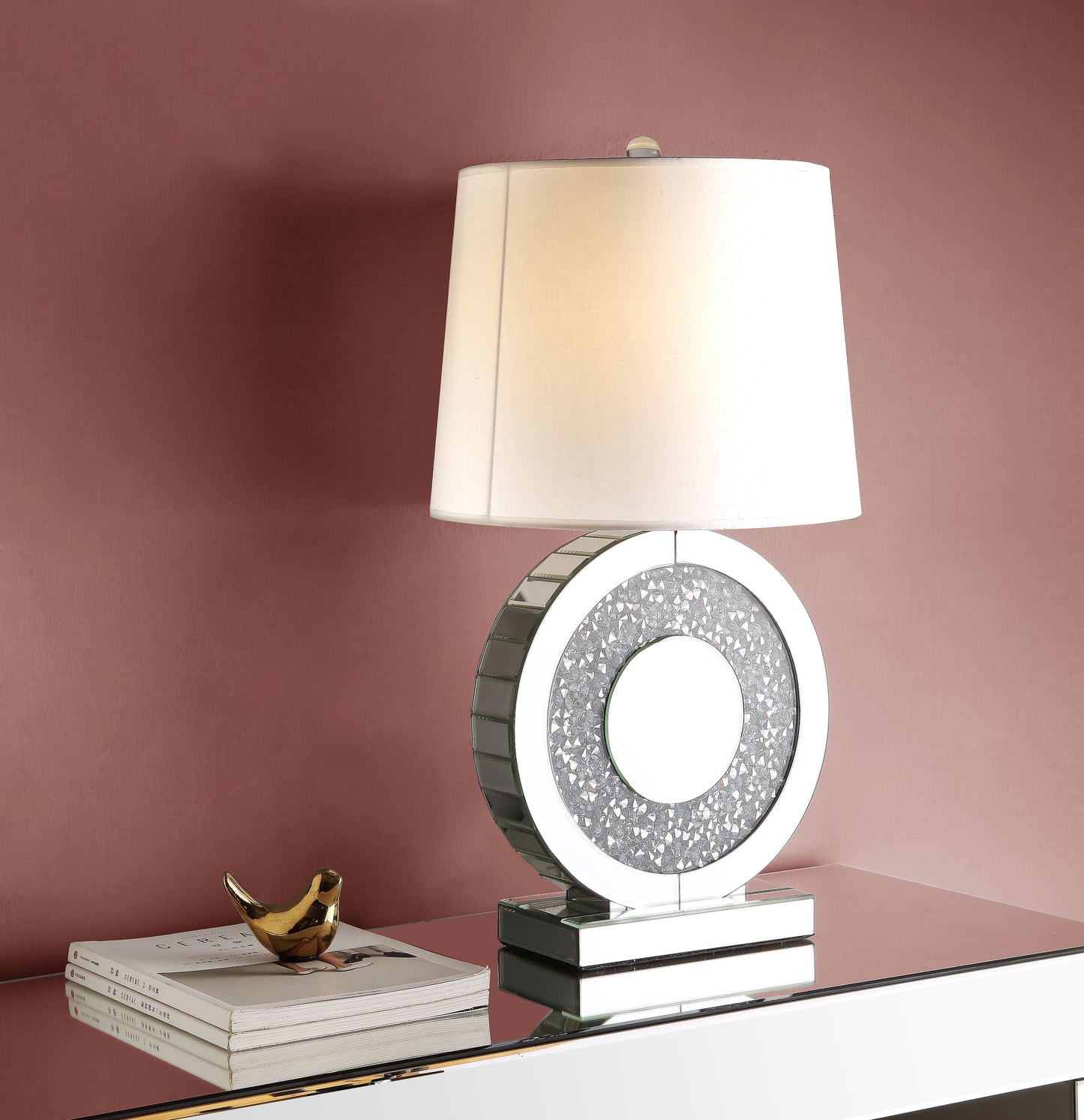 Noralie Table Lamp, Mirrored & Faux Diamonds