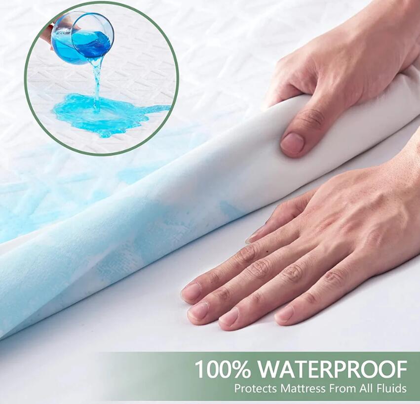 HYSEAS Waterproof Mattress Protector Queen Size Bed Mattress Cover Breathable Bamboo 3D Air Fabric Cooling Mattress Pad Cover Smooth Soft Noiseless Washable, 8''-21'' Deep Pocket
