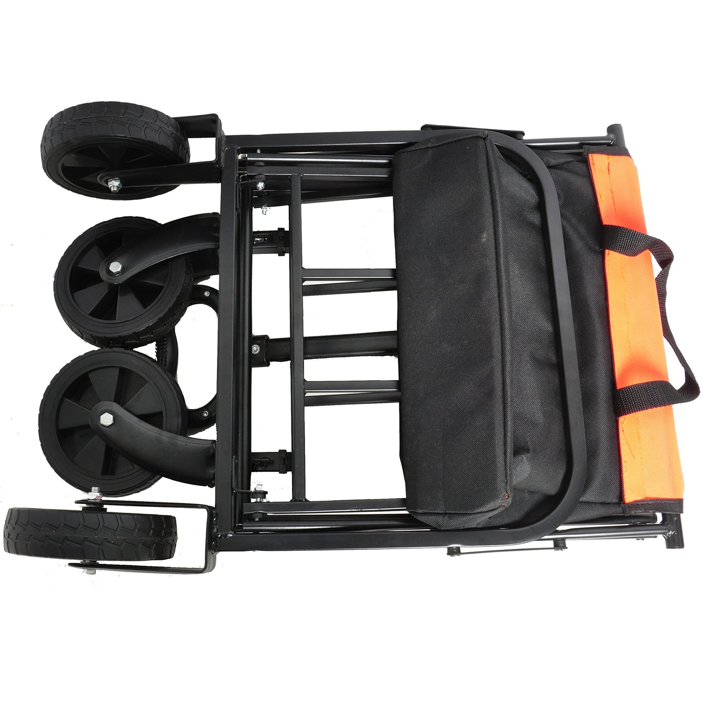Folding Wagon Garden Shopping Beach Cart (Black+Yellow)