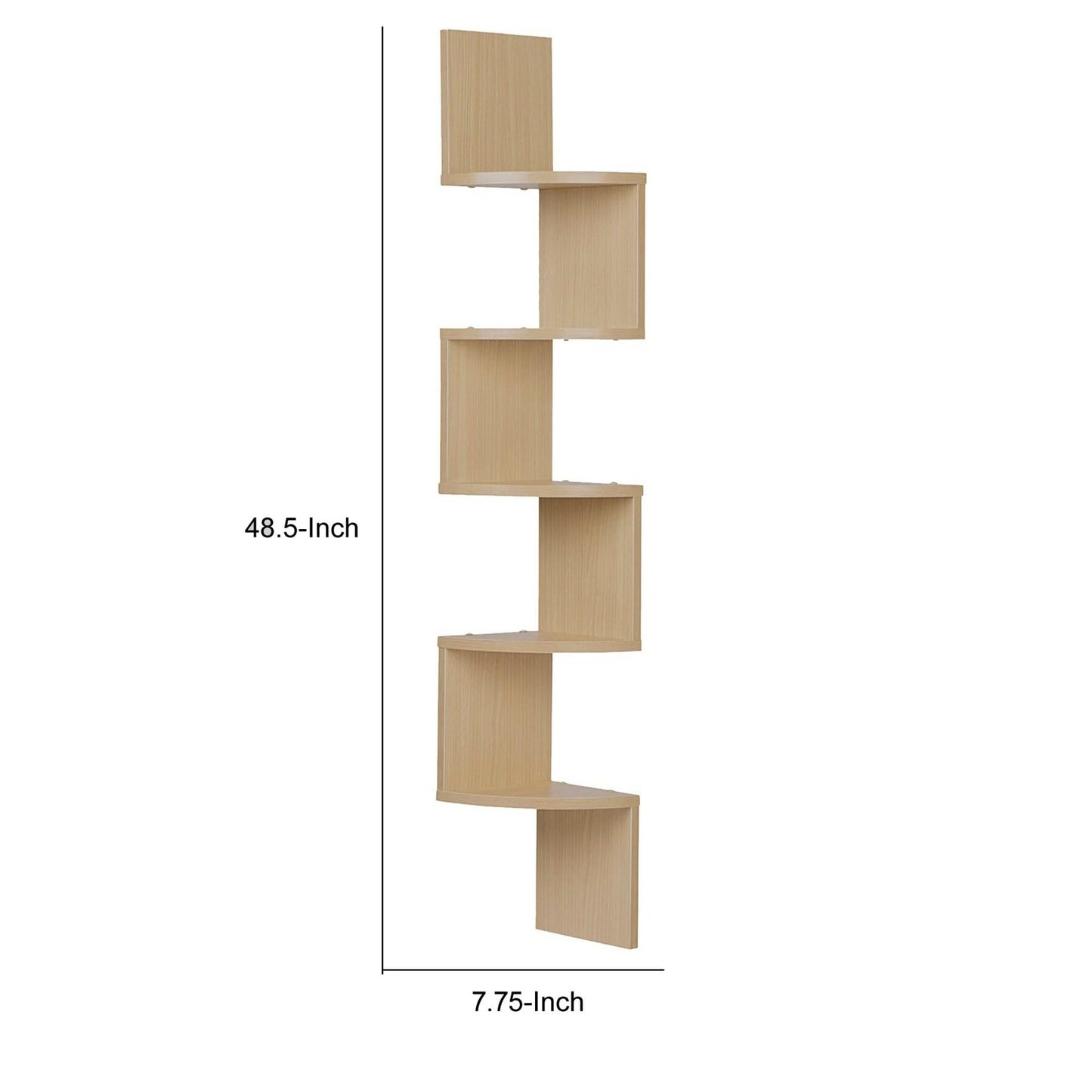 Large Laminated Beech Veneer Corner Wall Mount Shelf Natural Brown Modern Contemporary Wood