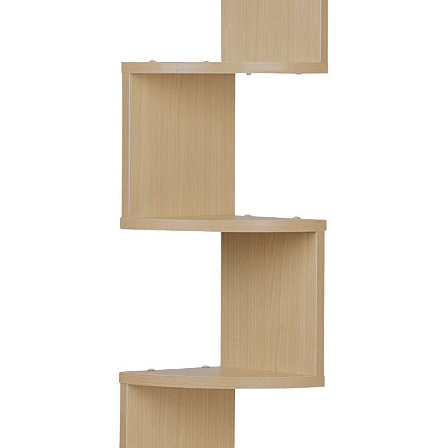 Large Laminated Beech Veneer Corner Wall Mount Shelf Natural Brown Modern Contemporary Wood