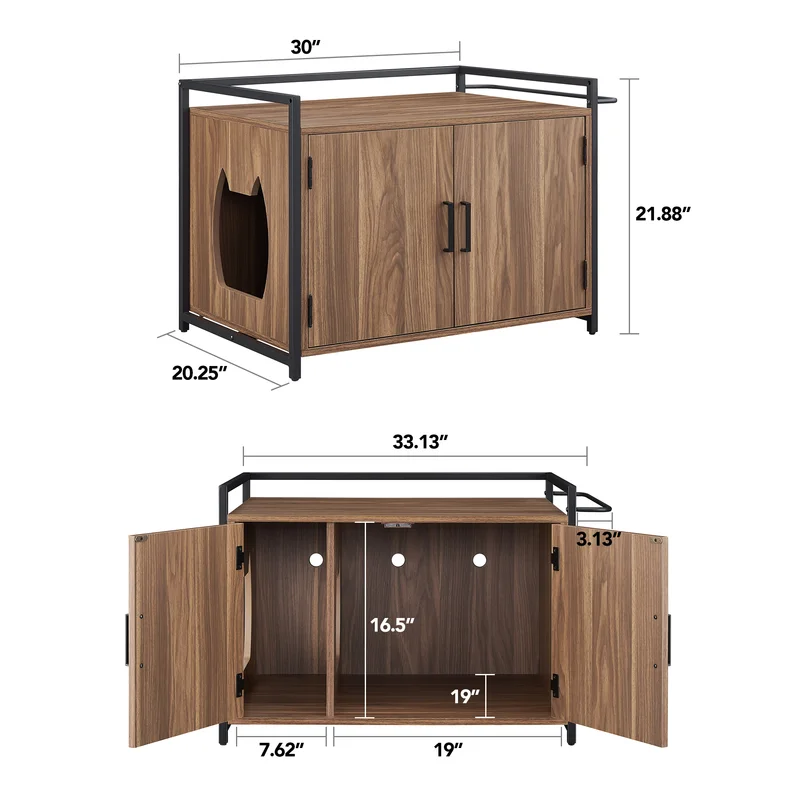 Cat Litter Box Pet Crate with Bench Seat & Cat Washroom