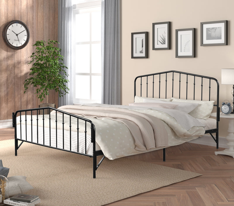 Black Queen Size Anti-Noise Metal Bed Frame with Detachable Canopy