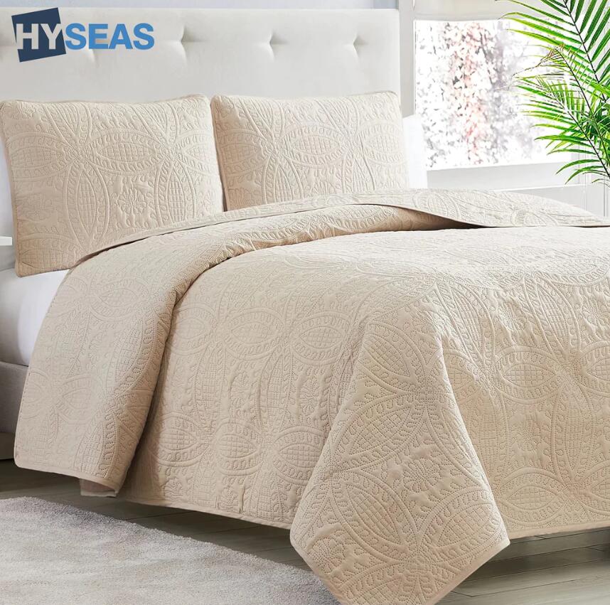 HYSEAS King Size Bedspread Coverlet Set - Bedding Cover with Shams - Ultrasonic Quilting Technology - 3 Piece Oversized King Quilt Set - Bedspreads & Coverlets (King, Beige)