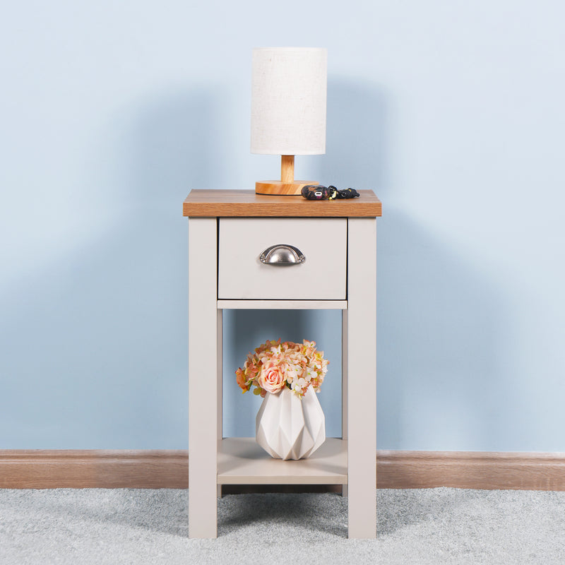 Wooden Living Room Side Table,Floor-standing Storage Table with a Drawer