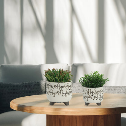 2 Pcs Ceramic Footed Planter, 6"/8"