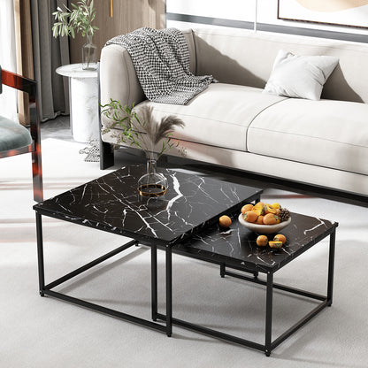 Faux Marble Nesting Coffee Tables Set of 2, 31.5''L X 31.5''W X 17.72''H