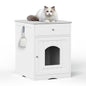 Smart Fendee Cat Litter Box Furniture, Adorable Wooden Pet House Cat Litter Box Enclosure with Drawer, Side Table, Indoor Pet Crate, Cat Home Nightstand, Easy to Clean
