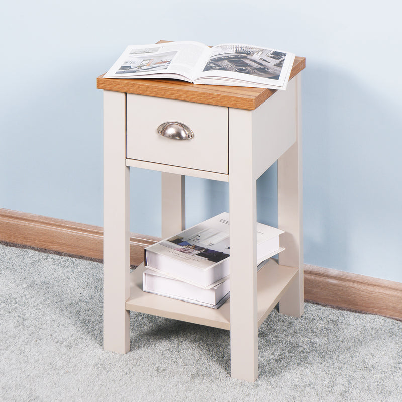 Wooden Living Room Side Table,Floor-standing Storage Table with a Drawer