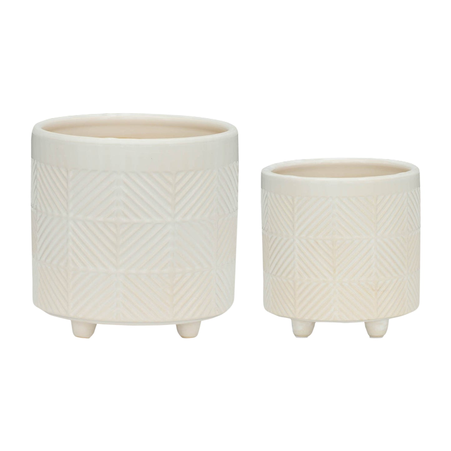 2 Pcs Ceramic Footed Planter, 6"/8"