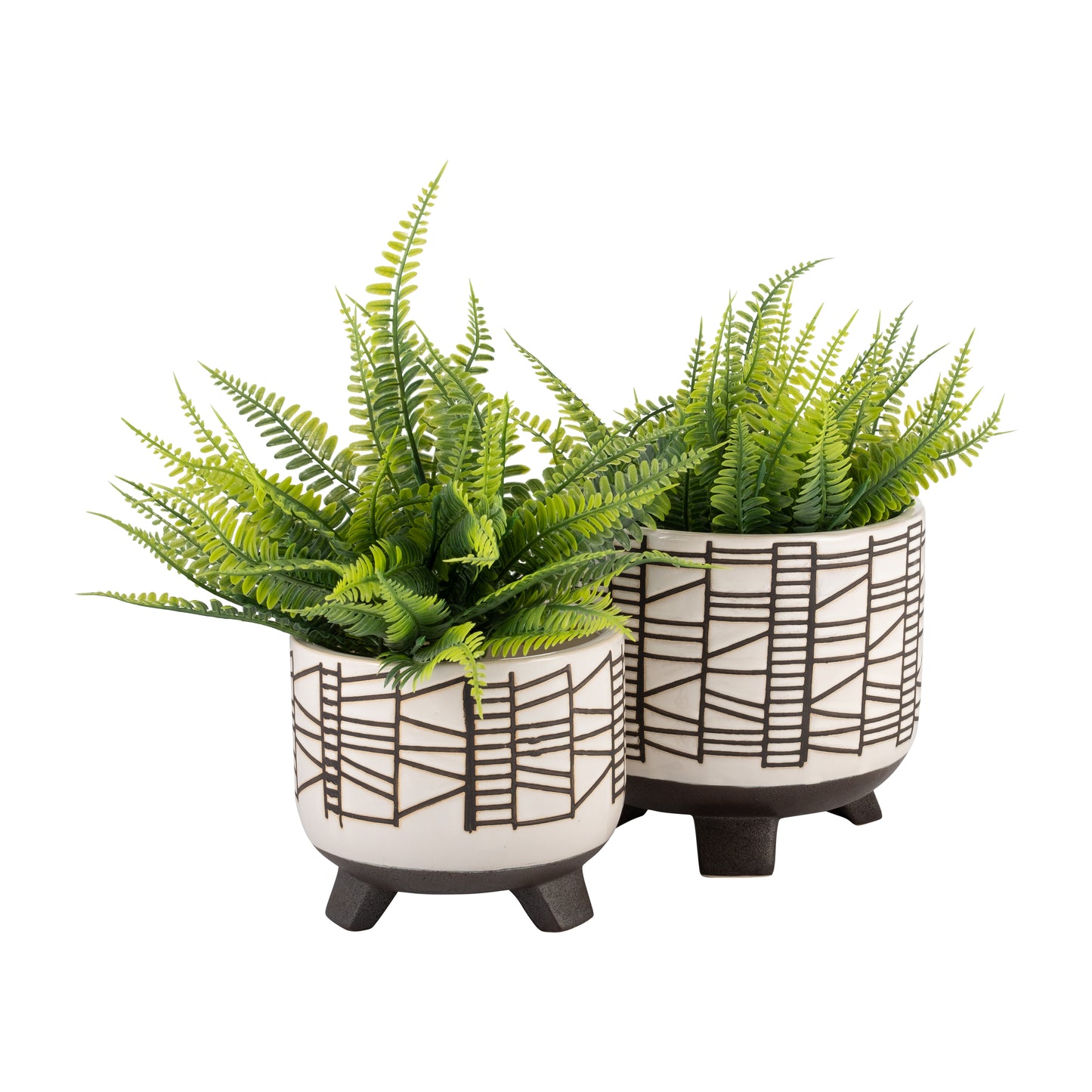 2 Pcs Ceramic Footed Planter, 6"/8"