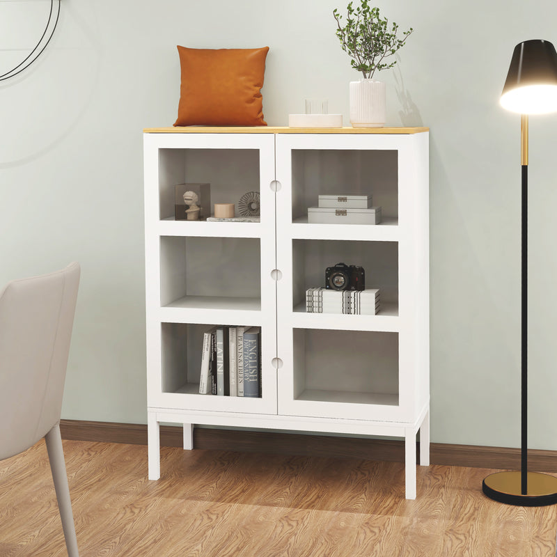 Two-door Three-tier Shelf Bookcase Cabinet