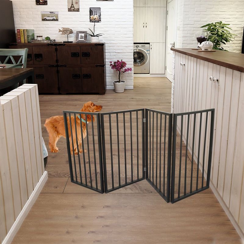 Pet Gate - Dog Gate for Doorways, Stairs or House – Freestanding, Folding, brown, Arc Wooden
