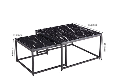 Faux Marble Nesting Coffee Tables Set of 2, 31.5''L X 31.5''W X 17.72''H