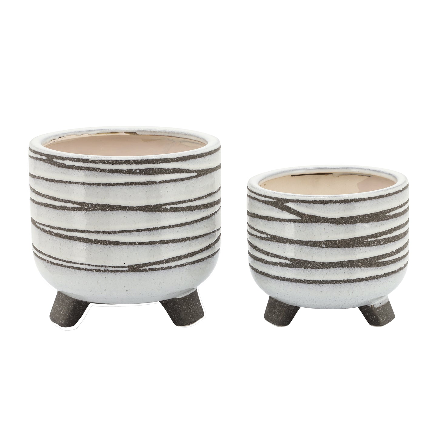 2 Pcs Ceramic Footed Planter, 6"/8"