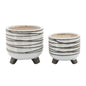 2 Pcs Ceramic Footed Planter, 6"/8"