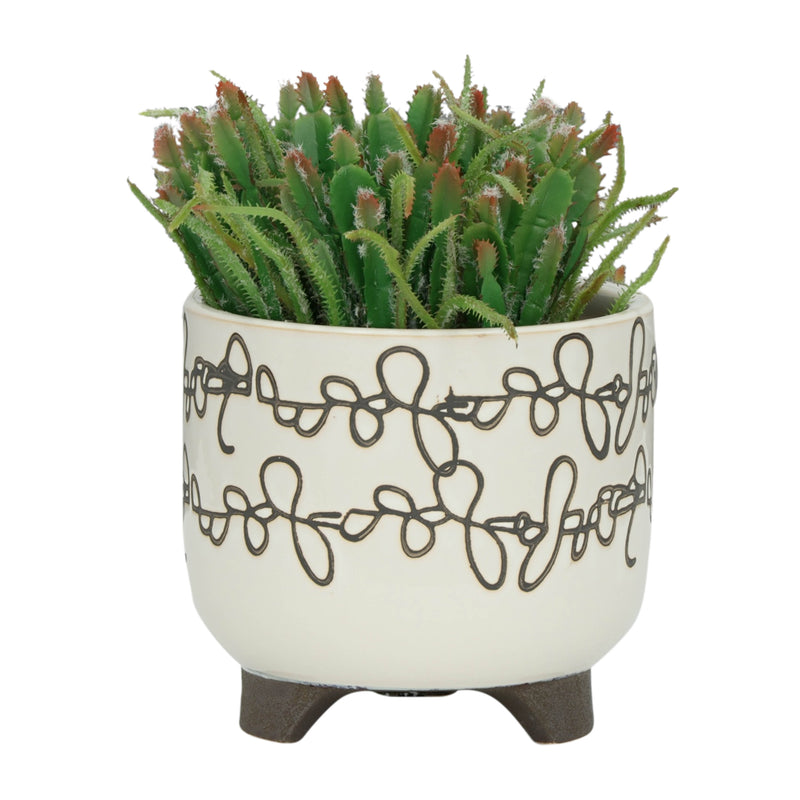 2 Pcs Ceramic Footed Planter, 6"/8"