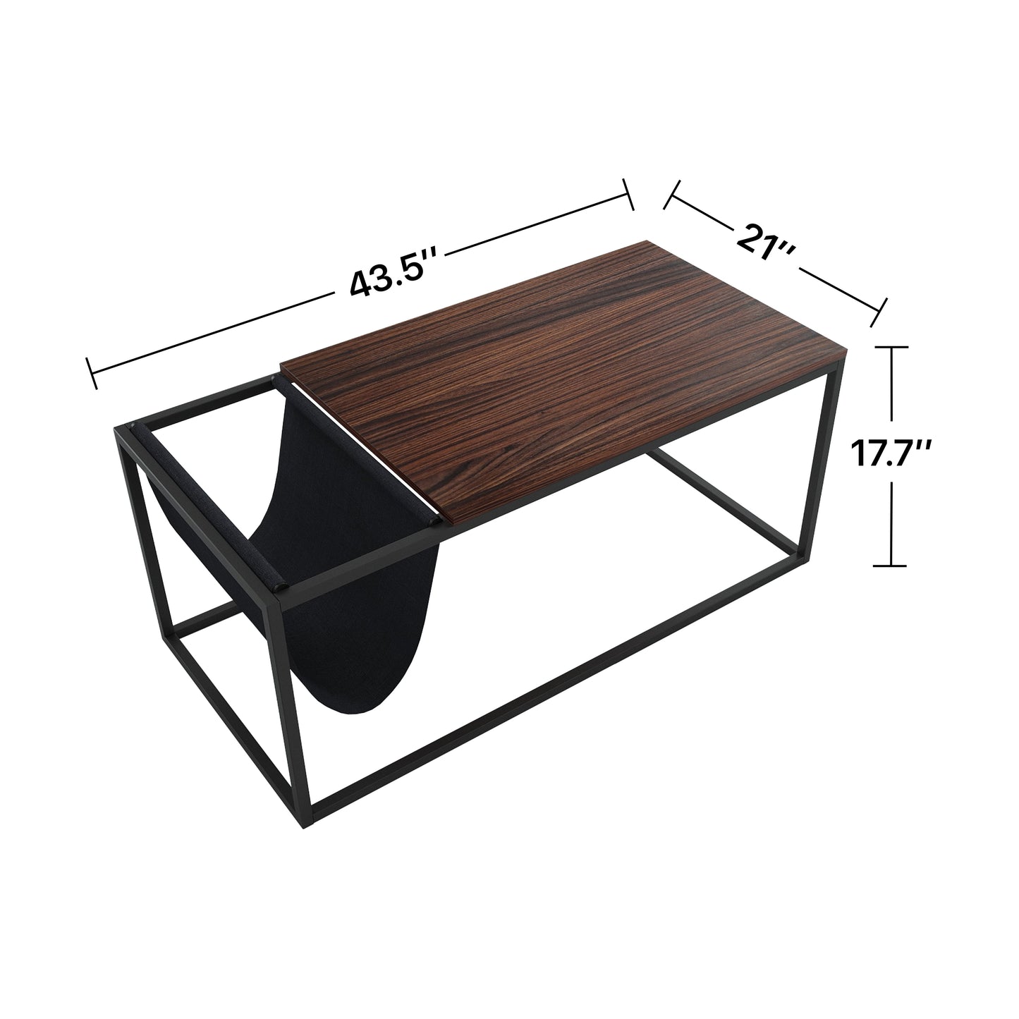 Indoor Walnut Sofa Table with Metal Frame and Canvas Hanger