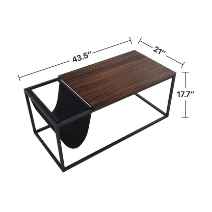 Indoor Walnut Sofa Table with Metal Frame and Canvas Hanger