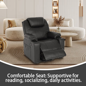 Brown Premium Power Recliner with 2 Cup Holders with Lift Function, 8-Point Massage & Heating, usb Charging
