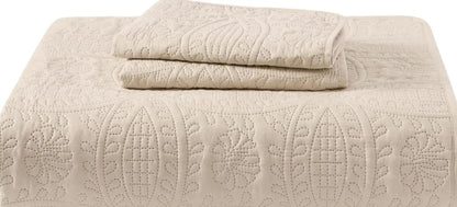 HYSEAS King Size Bedspread Coverlet Set - Bedding Cover with Shams - Ultrasonic Quilting Technology - 3 Piece Oversized King Quilt Set - Bedspreads & Coverlets (King, Beige)