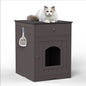Smart Fendee Cat Litter Box Furniture, Adorable Wooden Pet House Cat Litter Box Enclosure with Drawer, Side Table, Indoor Pet Crate, Cat Home Nightstand, Easy to Clean