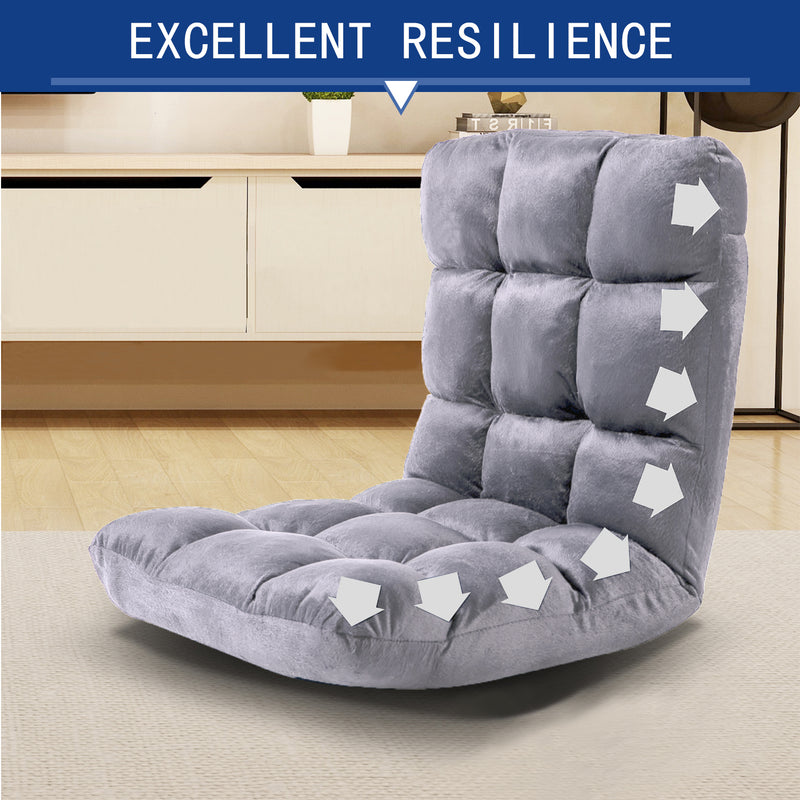 Indoor 5-Position Adjustable Floor Chair with Back Support Folding Padded Gaming Sofa Chair