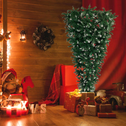 Upside Down Green Christmas Tree, Reinforced Metal Base & Easy Assembly 7.4ft X-mas