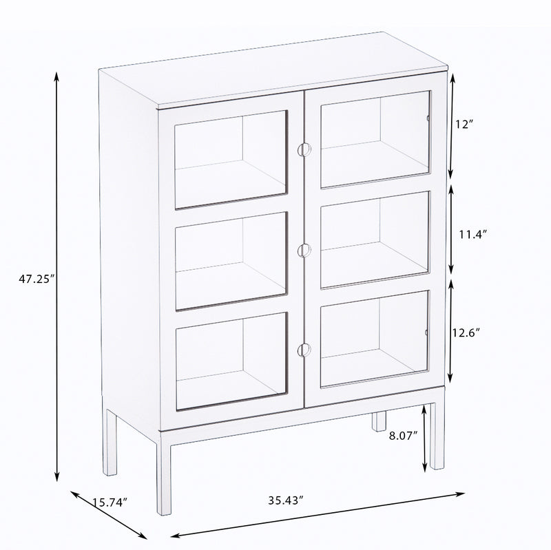 Two-door Three-tier Shelf Bookcase Cabinet