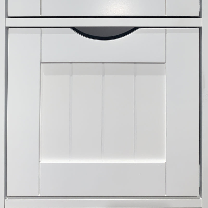 Bathroom Floor Cabinet, Wooden Storage Cabinet with 2 Drawers, Multifunctional Side Organizer Rack Stand Table, White