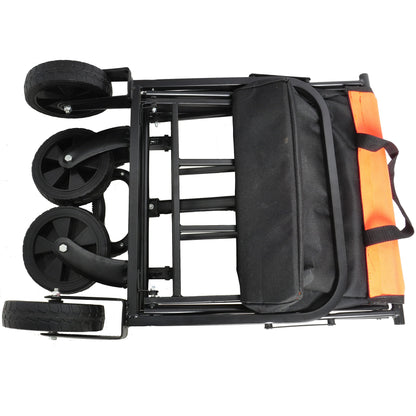 Folding Wagon Garden Shopping Beach Cart （Black+Yellow）