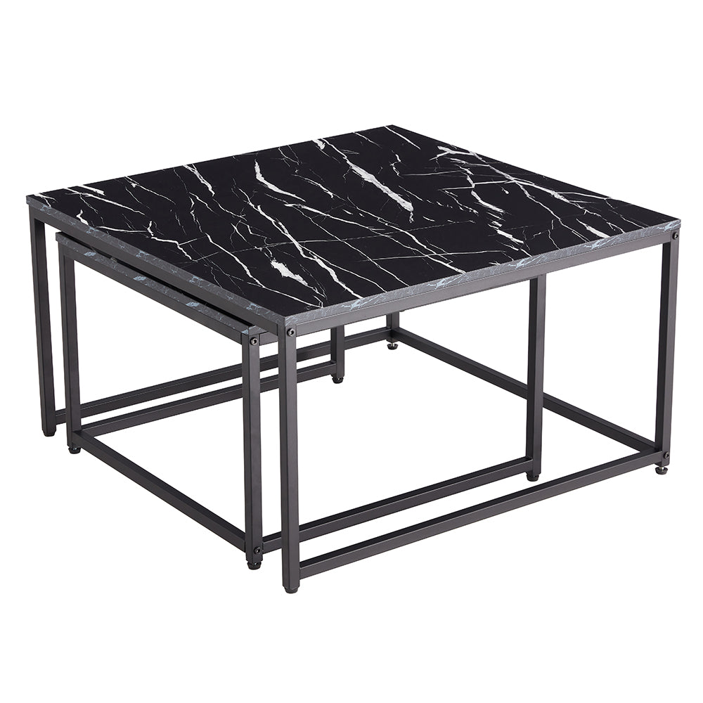 Faux Marble Nesting Coffee Tables Set of 2, 31.5''L X 31.5''W X 17.72''H
