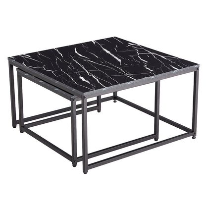 Faux Marble Nesting Coffee Tables Set of 2, 31.5''L X 31.5''W X 17.72''H