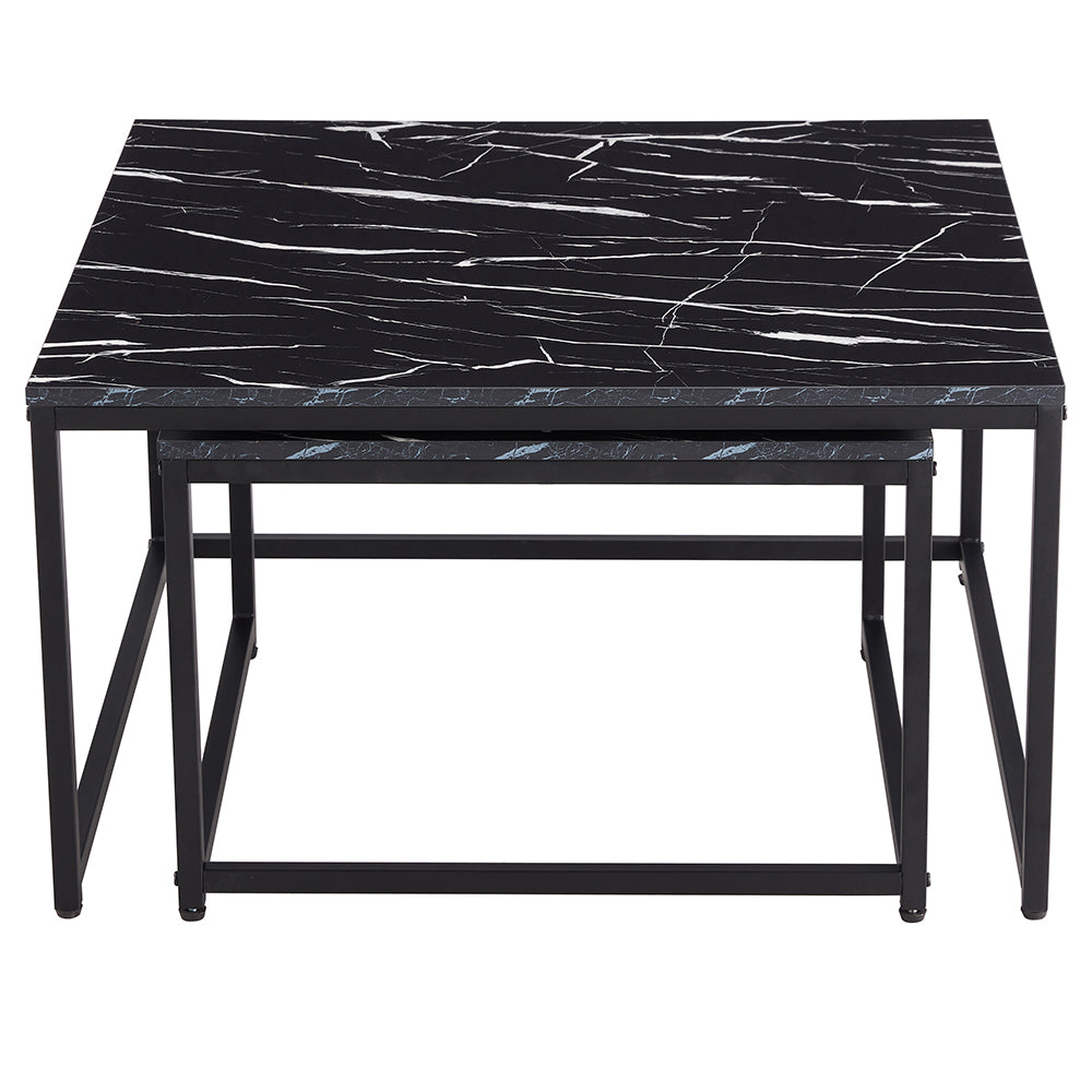 Faux Marble Nesting Coffee Tables Set of 2, 31.5''L X 31.5''W X 17.72''H