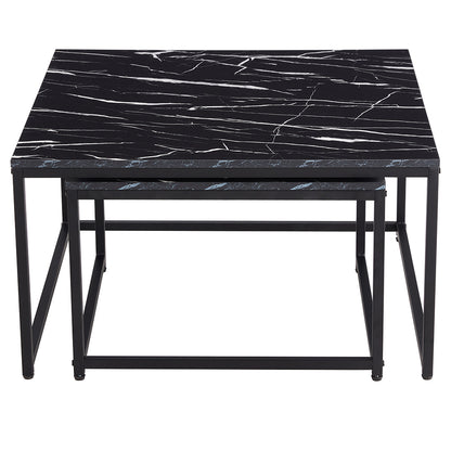 Faux Marble Nesting Coffee Tables Set of 2, 31.5''L X 31.5''W X 17.72''H