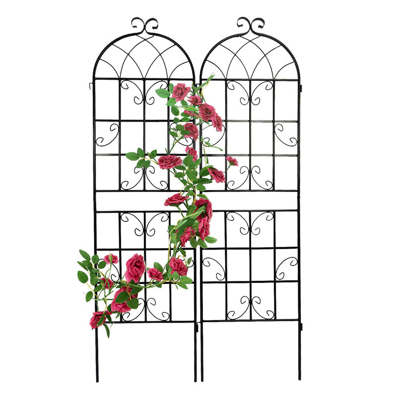 2 Pack Metal Garden Trellis 71" x 19.7" Rustproof Trellis for Climbing Plants Outdoor Flower Support Black