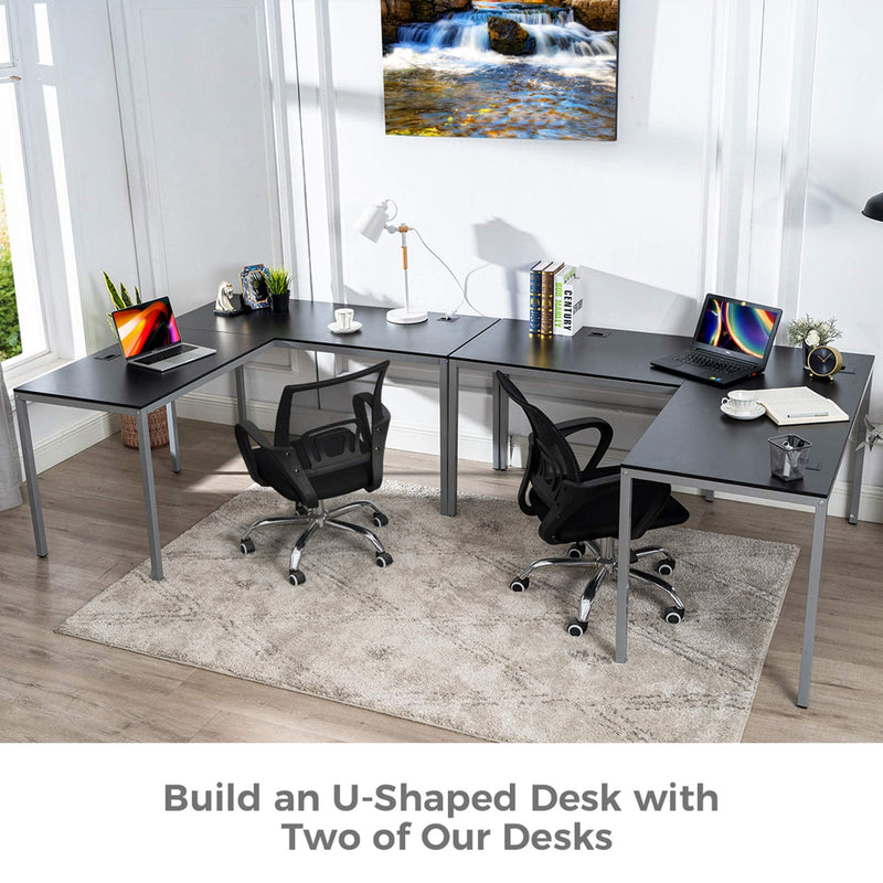L Shaped Corner Computer Desk, Black&Gray