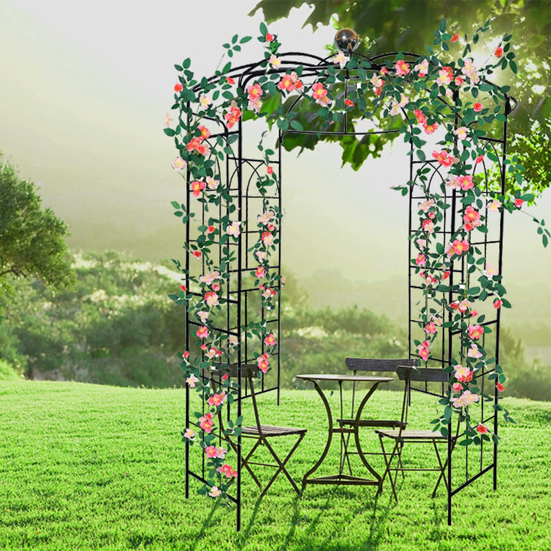 Metal Garden Arch Iron Garden Arbors Gazebo Dia81.3'' x 114.2'' High Birdcage Shape Pergola Pavilion for Wedding Ceremony Outdoor Black