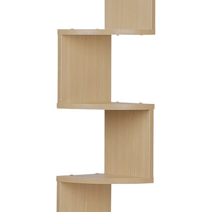 Large Laminated Beech Veneer Corner Wall Mount Shelf Natural Brown Modern Contemporary Wood