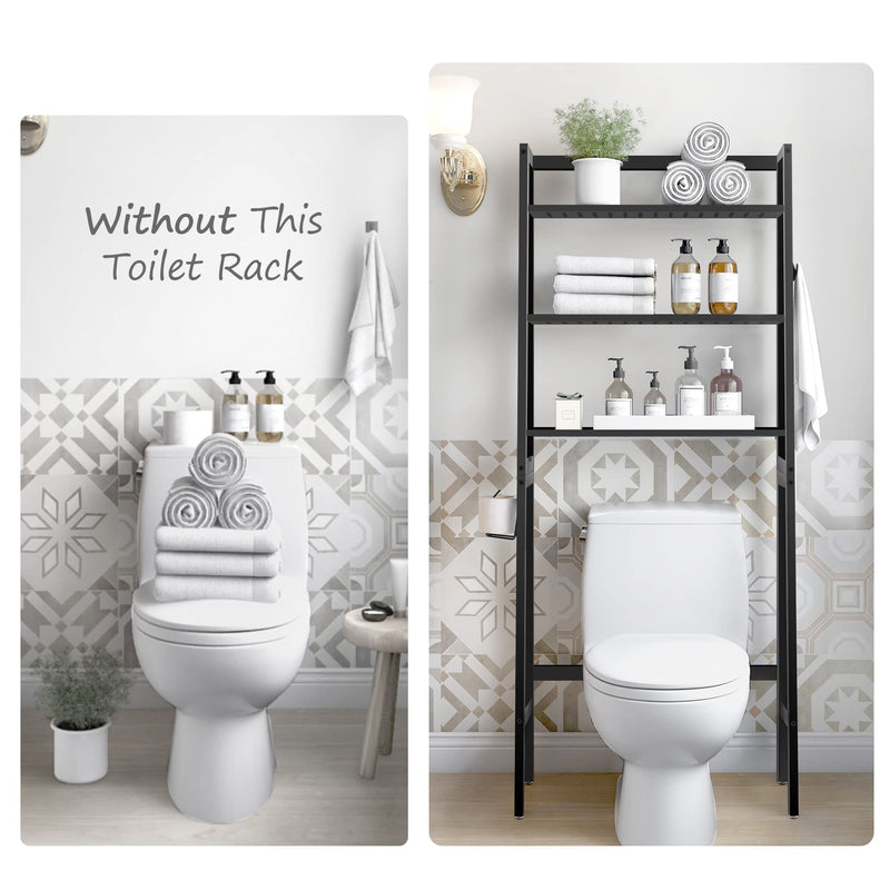 Over The Toilet Storage, Wooden 3-Tier Over-The-Toilet Rack Bathroom Space Saver Organizer