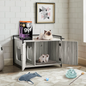 Cat Litter Box Pet Crate with Bench Seat & Cat Washroom