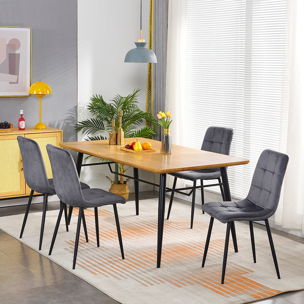 Modern Velvet Dining Kitchen Chair, Upholstered Side Chair with Black Coated Legs, set of 4