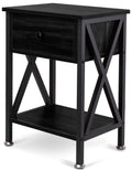 X-Shape Frame Side Table with Shelf, Multi-Function Nightstands with Drawer