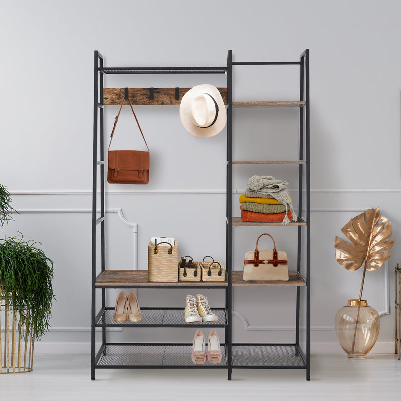 Hall Tree with Shelves and Shoe Bench