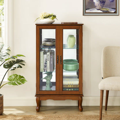Lighted Curio Cabinet with Tempered Glass Doors