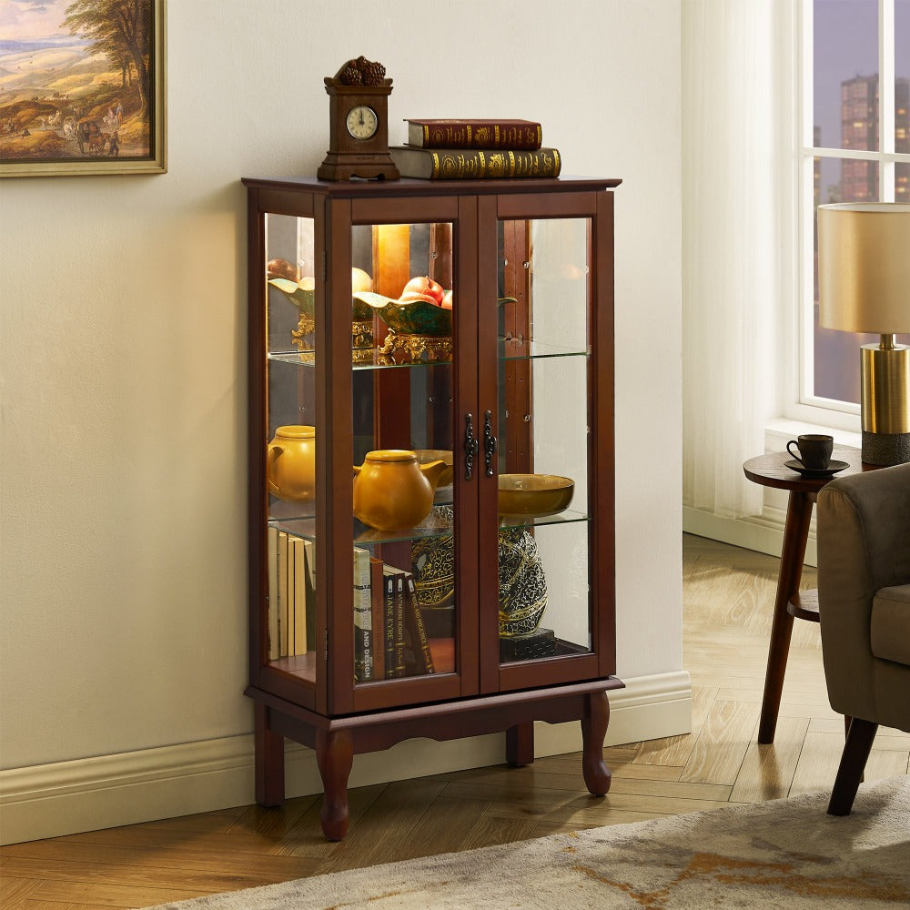 Lighted Curio Cabinet with Tempered Glass Doors