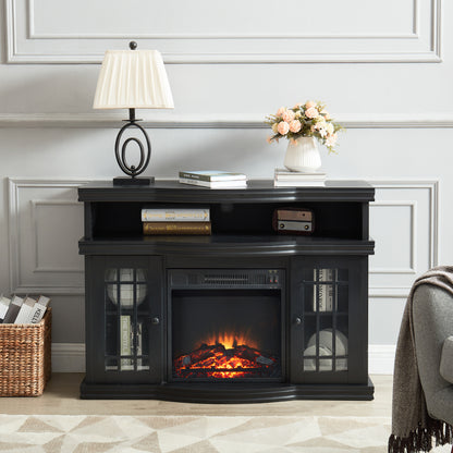 Mid Century Modern Electric Fireplace TV Stand for TVs up to 55", Black