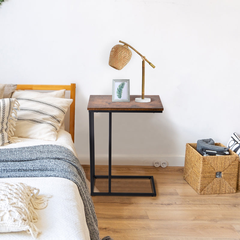 C Shaped Industrial Side End Table