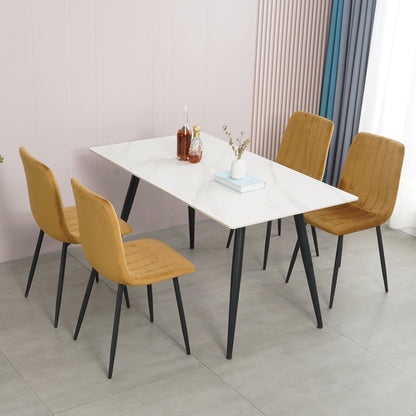 Modern Velvet Dining Kitchen Chair, Upholstered Side Chair with Black Coated Legs, set of 4