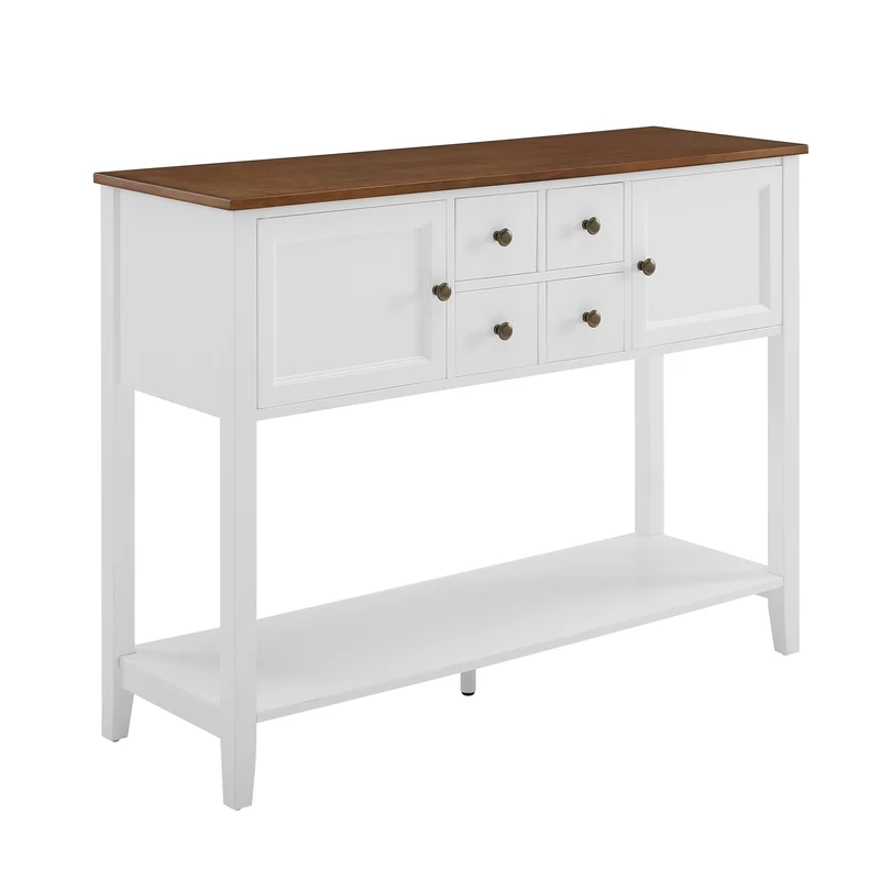 Buffet Console Cabinet Kitchen Sideboard Table with Bottom Shelf and Storage Drawers